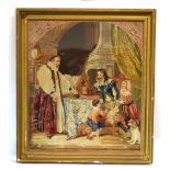 A 19th century tapestry depicting Charles I in a church interior, in a gilt frame,