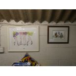 2 framed and glazed pictures incl. 1 of ladies legs, 1 of bald eagle and Native American