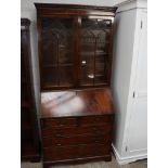 Mahogany effect bureau bookcase