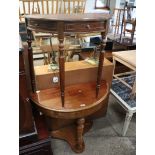 1 mahogany and 1 mahogany effect demilune side table