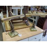 Pair of brass swan neck banker's style desk lights