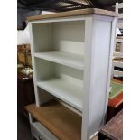 (135) Cream painted oak top open bookcase/ dresser top, 85cm wide (B,12)