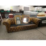 (2111) Leather Chesterfield sofa, no cushions