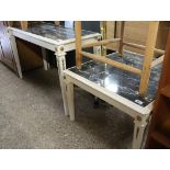White and gilt square coffee table with marble effect surface plus matching rectangular side table