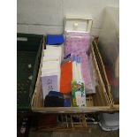 Crate of greetings cards and stationery