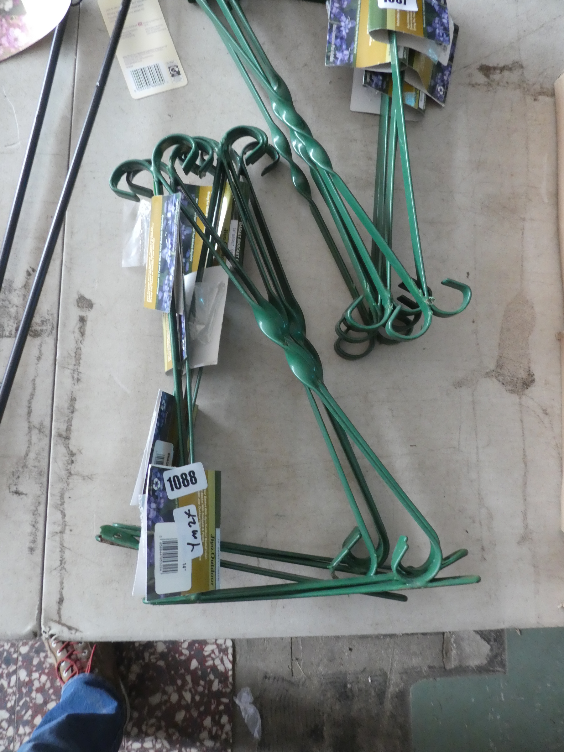 5 green hanging basket brackets