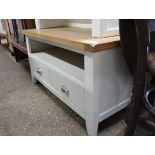 (216) Grey painted oak top TV unit with single shelf and 1 drawer, 100cm wide (A,10)