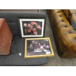 (2069) 2 framed pictures incl. study of roses and private feast