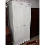 (76) Large white 2 door fall hanging wardrobe, 100cm wide (B,20)