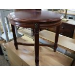 Mahogany effect occasional table with fluted uprights