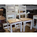 (5,202) 4 cream ladder back dining chairs with wooden seats (B,3) (A,11)