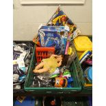 Crate with Meccano, matchbox toys, doll, etc.