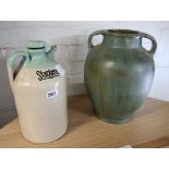 Large twin handled urn and earthenware Stergene jug