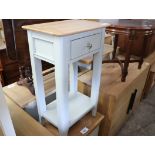 (47) Light blue and oak top single drawer unit with shelf under, 43cm wide (B,9)