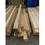 Large stack of 4x4 and 3x3 timbers and smaller posts