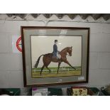 Framed and glazed watercolour by Jefferson of dressage horse