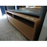 Light oak entertainment stand with 2 drawers under