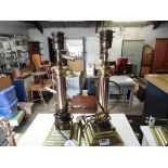 Pair of brass base classical column lamp bases