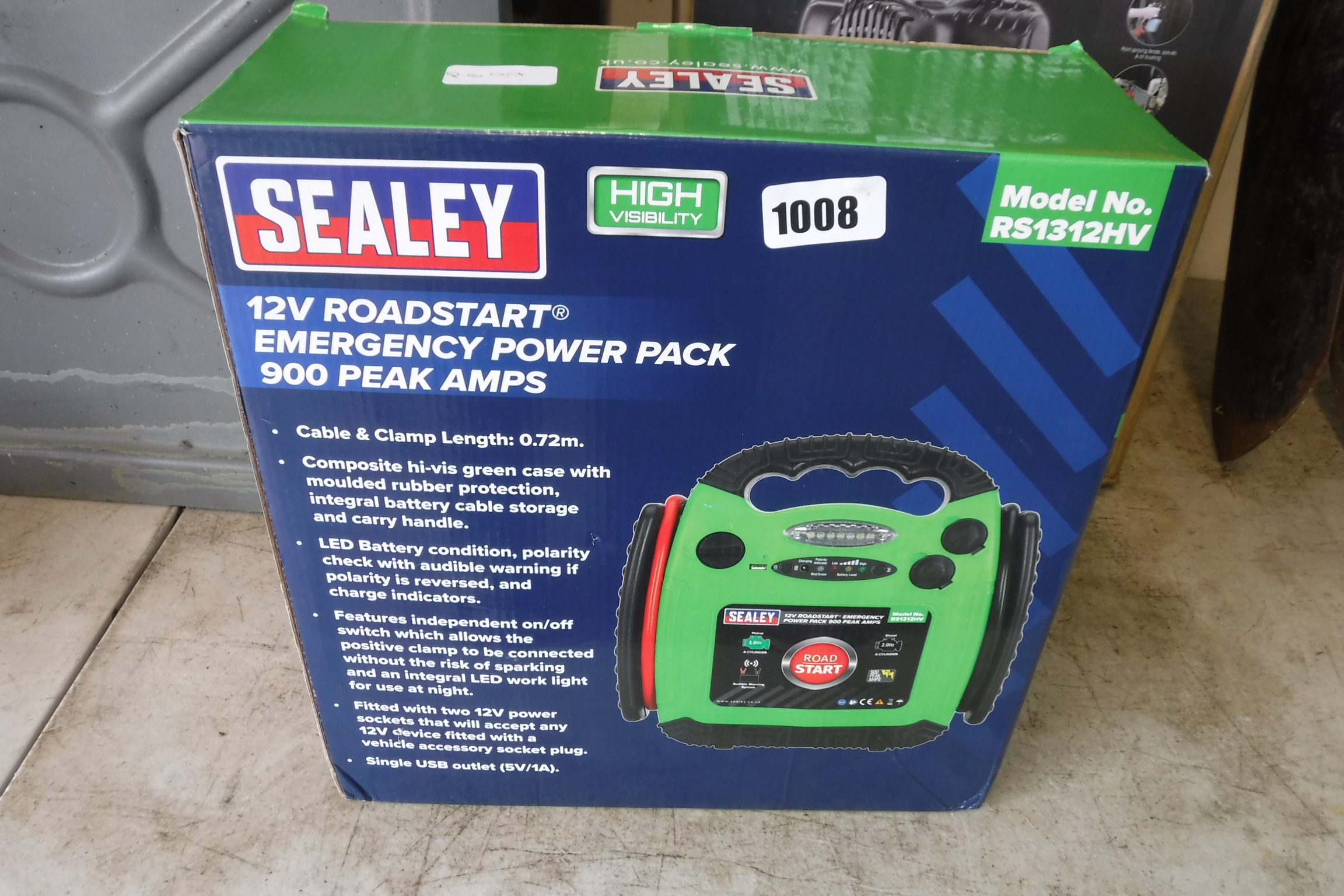 Boxed Sealey 12v emergency jump start power pack