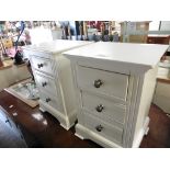 (2084) Pair of white finish 3 drawer bedside units