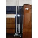 White painted curtain poles