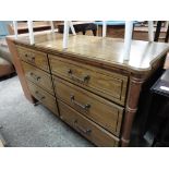 (2096) Wide oak chest of 6 drawers