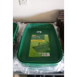 5 green plastic trugs