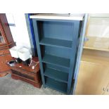 (14) Dark grey painted bookcase with oak top