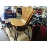 Set of 4 chrome and bent wood chairs
