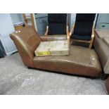 Tan leather upholstered chaise longue