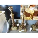 Pair of brass base classical column lamp bases