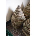 5 seagrass woven conical shape hanging baskets