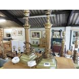 Pair of brass base classical column lamp bases