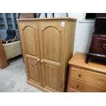 (2118) Half height pine double door wardrobe