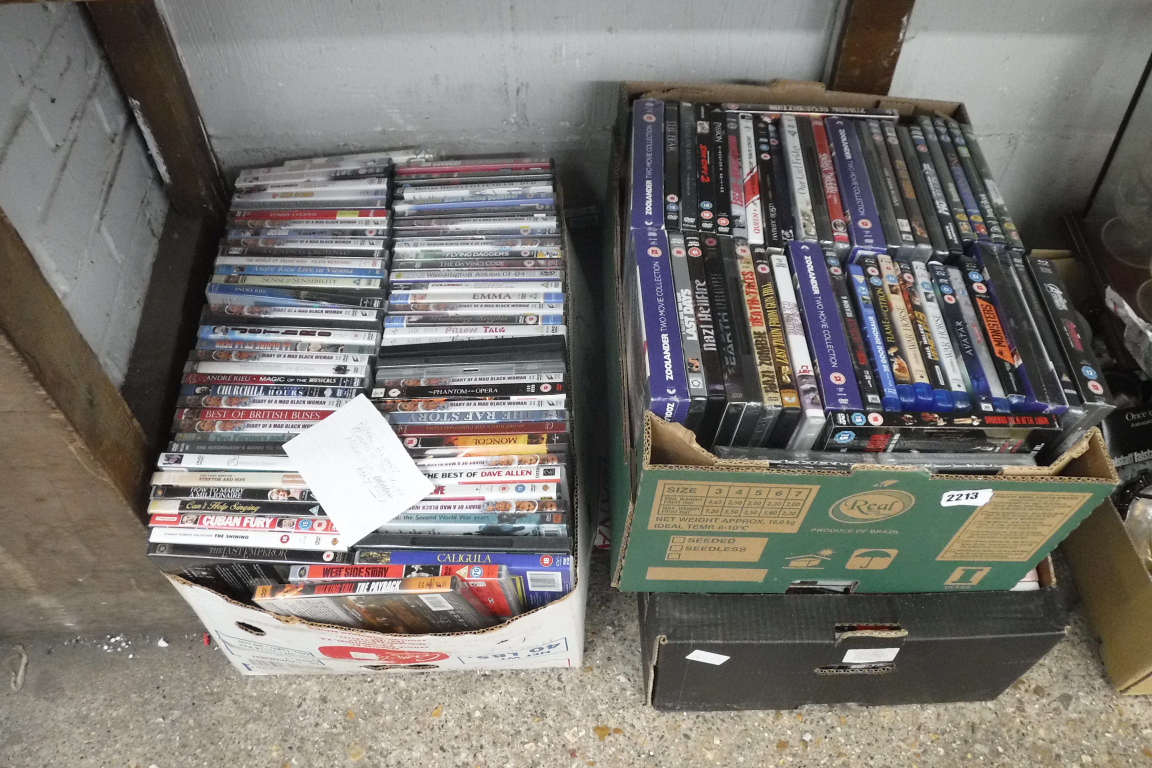 (2234) 3 large boxes of DVDs