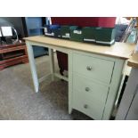 (14) Bedroom pedestal desk with 3 drawers and oak top