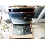 Oak cased roller screen printing set