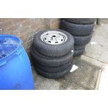 (1179) 5 mixed sized tyres