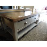 (7) Cream painted oak top coffee table with drawers