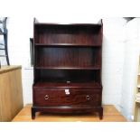 Mahogany finish bookcase with drawer under