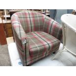 Tartan upholstered tub chair