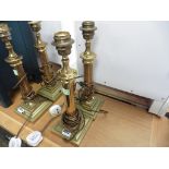 Pair of brass base classical column lamp bases