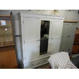 (2003) Large white painted triple wardrobe with mirrored centre door and 3 drawers under, 170cm wide