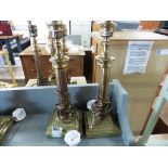 Pair of brass base classical column lamp bases