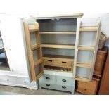 (5) Cream painted larder unit with fitted interior over 3 drawers and oak top