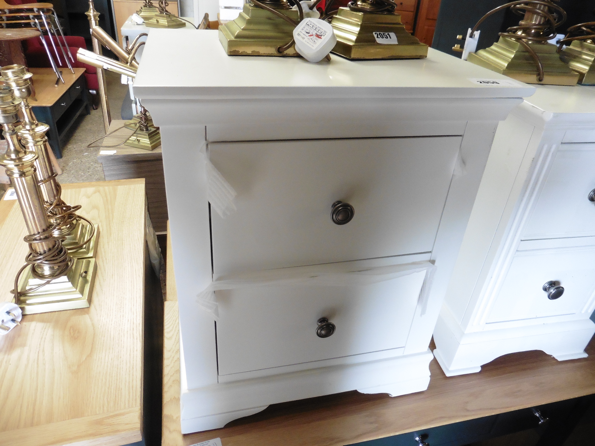 (11) White painted large 2 drawer bedside unit