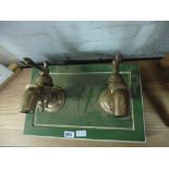 Mounted pair of vintage brass taps