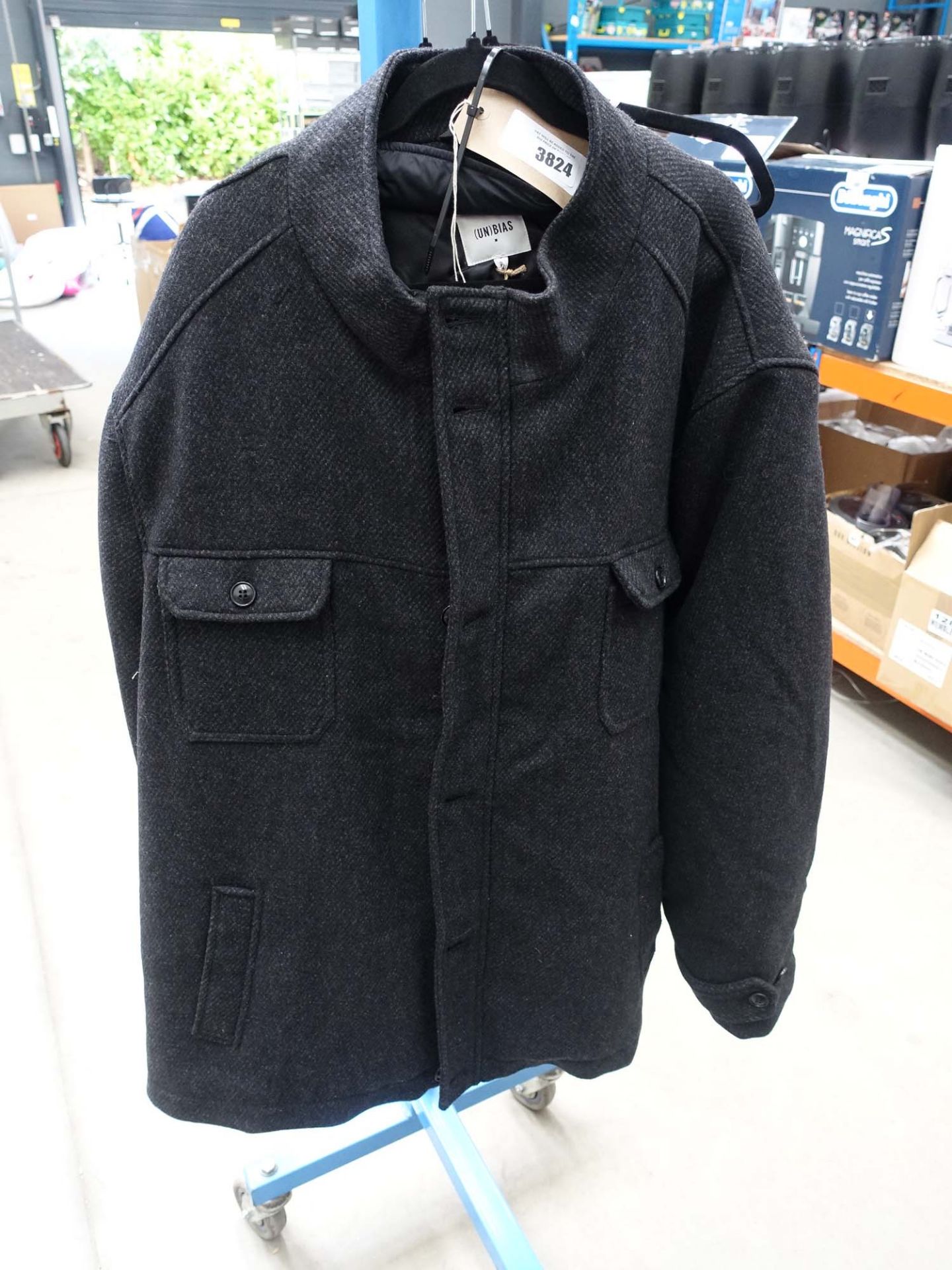 3711 Grey Herringbone gents duffel coat