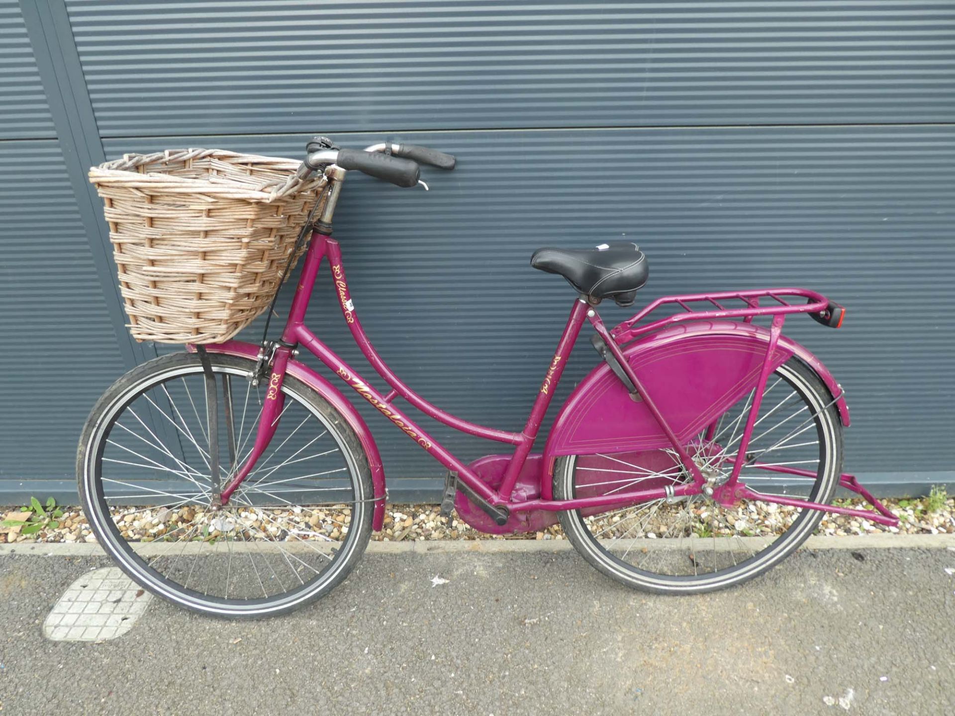 Cerise ladies bike with front basket