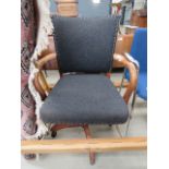 Charcoal fabric swivel armchair